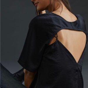 NEW with tags Anthropologie Daily Practice Sleek Open Back Black Top Size Medium